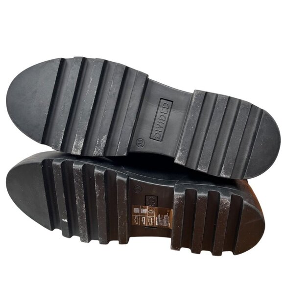 H&M Divided Size US8 EU39 Women Platform Canvas Boot Lace Up Black Streetwear - Picture 4 of 6